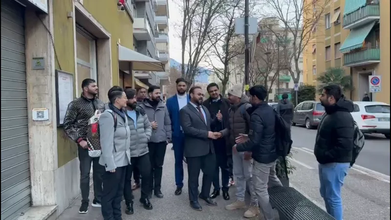 A group standing outside a building